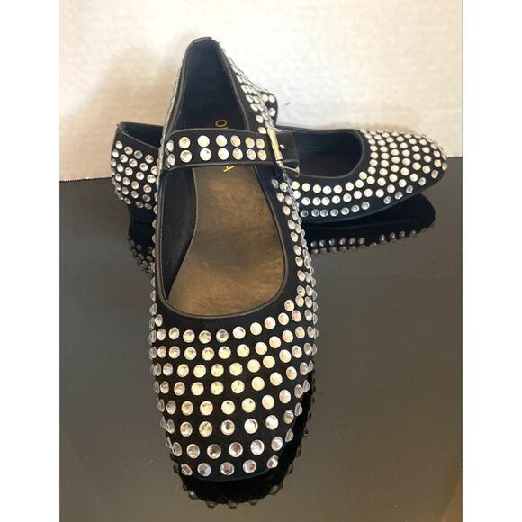 Olomisa Black Rhinestones Ballet Flats for Women Shoes SZ 9 Mary Jane Flats - Picture 1 of 12